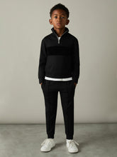 9-13 yrs Slim Fit Half-Zip Funnel Neck Velour Sweatshirt Black | Children & Baby