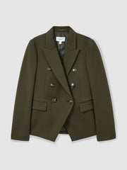 Twill Double-Breasted Blazer Green | Women