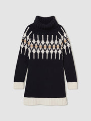 13-14 yrs Wool-Blend Fair Isle Roll-Neck Dress Navy | Children & Baby