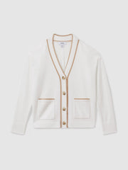 4-9 yrs Wool-Blend Stripe-Detail Cardigan With Cashmere Cream | Children & Baby