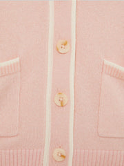 9-13 yrs Wool-Blend Tipped Cardigan Pink | Children & Baby