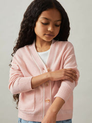 4-9 yrs Wool-Blend Stripe-Detail Cardigan With Cashmere Pink | Children & Baby