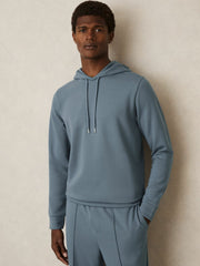 Interlock Jersey Drawstring Hoodie Airforce Blue | Men
