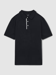 Contrast-Placket Polo Shirt With Cotton Navy | Men
