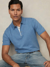 Contrast-Placket Polo Shirt With Cotton Blue | Men
