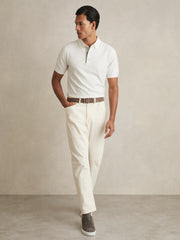 Contrast-Placket Polo Shirt With Cotton White | Men
