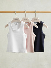9-13 yrs Stretch-Cotton Ribbed Vest 3 Pack Multicolour | Children & Baby