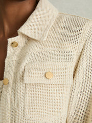 Cotton-Blend Textured Trucker Jacket Neutral | Women