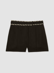 Linen Whipstitch Shorts Black | Women