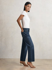 Petite Mid-Rise Straight-Leg Jeans Mid Blue | Women