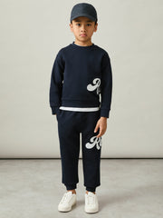 9-13 yrs Cotton-Blend Logo Script Joggers Navy | Children & Baby