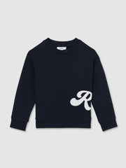 3-9 yrs Cotton-Blend Logo Script Sweatshirt Navy | Children & Baby