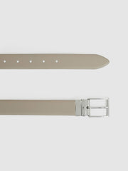 Leather Reversible Belt Stone/Dark Brown | Men