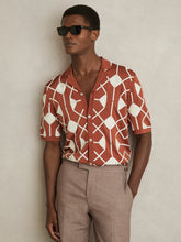 Geometric Embroidery Knit Shirt Paprika Red | Men