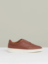 Leather Elasticated-Lace Trainers Terracotta Brown | Men