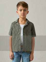 3-9 yrs Cotton Blend Diamond Knit Shirt Dark Sage | Children & Baby