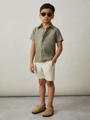 3-9 yrs Short Sleeve Linen Shirt Thyme Green | Children & Baby