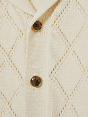 9-13 yrs Cotton Blend Diamond Knit Shirt Off White | Children & Baby