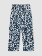 9-13 yrs Floral-Print Straight-Leg Jeans Blue | Children & Baby