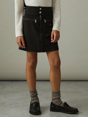 4-9 yrs Piqué Zip-Detail Mini Skirt Black | Children & Baby