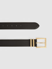 Leather Square Buckle Belt Chocolate | Women
