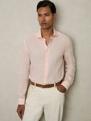 Linen Button-Through Shirt Prep Pink | Men