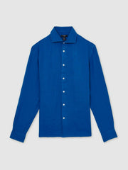 Linen Button-Through Shirt Bright Blue | Men