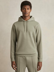 Interlock Jersey Drawstring Hoodie Sage | Men
