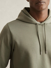 Interlock Jersey Drawstring Hoodie Sage | Men