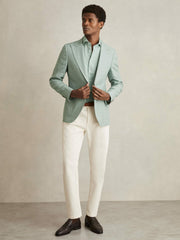 Linen Button-Through Shirt Ocean Green | Men