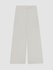 Petite Linen-Blend Wide-Leg Trousers White | Women