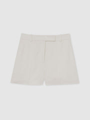 Linen-Blend Tailored Shorts White | Women