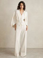 Linen-Blend Button-Through Waistcoat White | Women