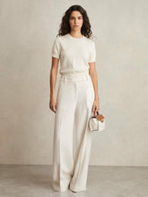 Linen-Blend Wide-Leg Trousers White | Women