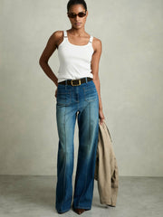 Stretch-Cotton D-Ring Strap Vest White | Women