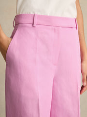 Wide-Leg Trousers With Linen Pink | Women