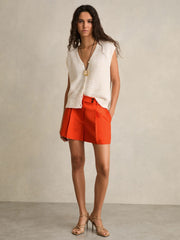 Tailored Shorts With Linen Orange | Women