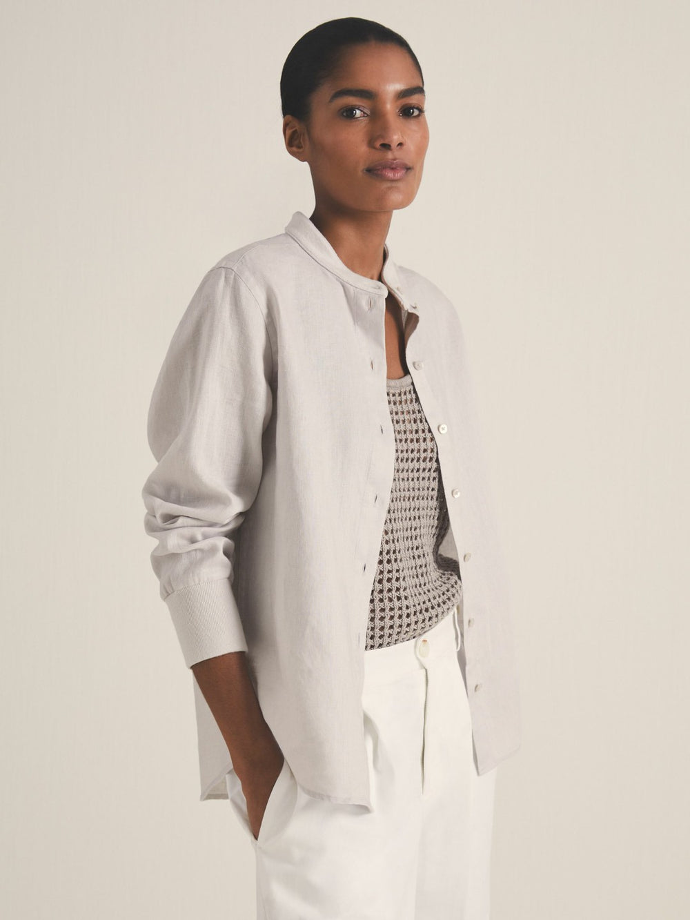 | Les 100 Ciels Linen Shirt Soft Grey | Women