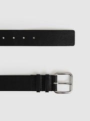 Leather Square Roller Buckle Belt Black | Women