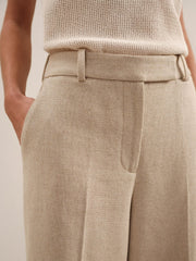 Linen-Blend Wide-Leg Trousers Neutral | Women