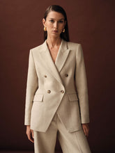 Linen-Blend Double-Breasted Suit Jacket Neutral | Women
