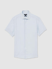 Slim Fit Linen Button-Through Shirt Pale Blue | Men