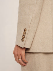Petite Linen-Blend Double-Breasted Suit Jacket Neutral | Women