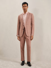 Single-Breasted Linen Suit Blazer Slim Fit Rose Pink | Men