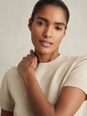 Cotton And Wool Crew-Neck Top Neutral | Women