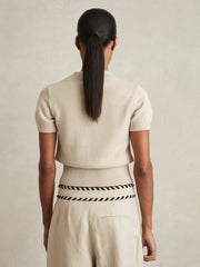 Cotton And Wool Crew-Neck Top Neutral | Women