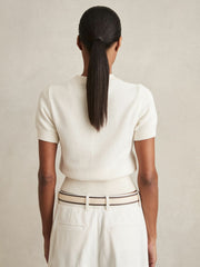 Cotton And Wool Crew-Neck Top Ivory | Women