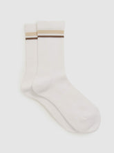 Cotton-Blend Striped Crew Socks White | Women