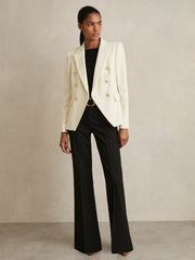 Tailored Fit Textured Double Breasted Blazer White | Women
