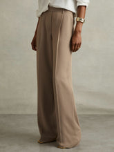 Petite Elasticated-Waist Wide-Leg Twill Trousers Mink Neutral | Women